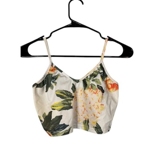 SHEIN white Multi Color Floral Cropped Stretch Tank Top Women Sz XS - Picture 1 of 6